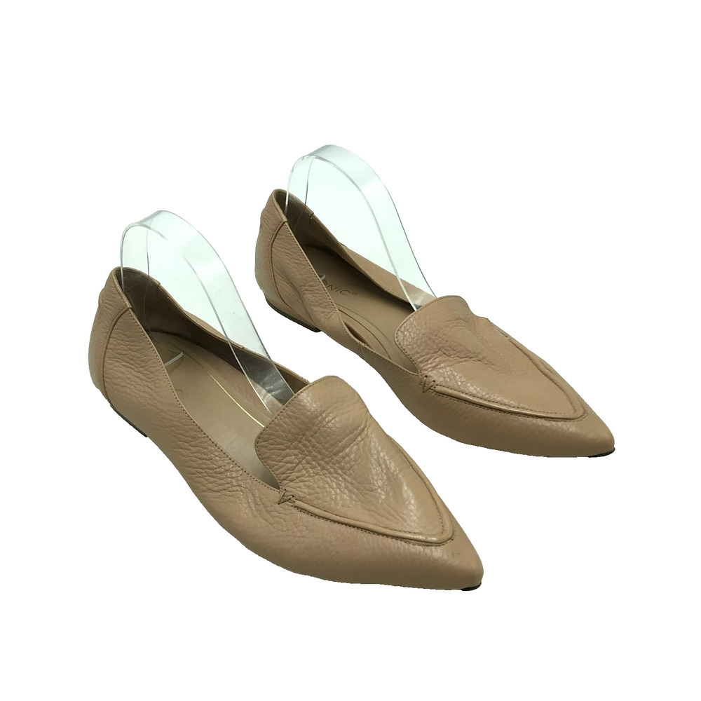 Vionic Womens 11 Noah Pointed Toe Tumbled Leather Flats Loafers Tan Arch Support